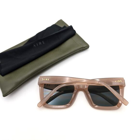 Aire Abstraction Rectangle Sunglasses Fawn Frame with Green Mono Lens One Size - Picture 2 of 5